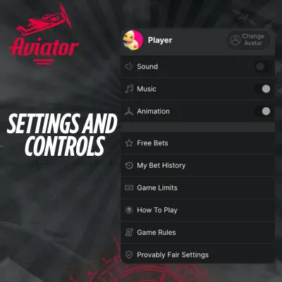 Aviator control panel and settings